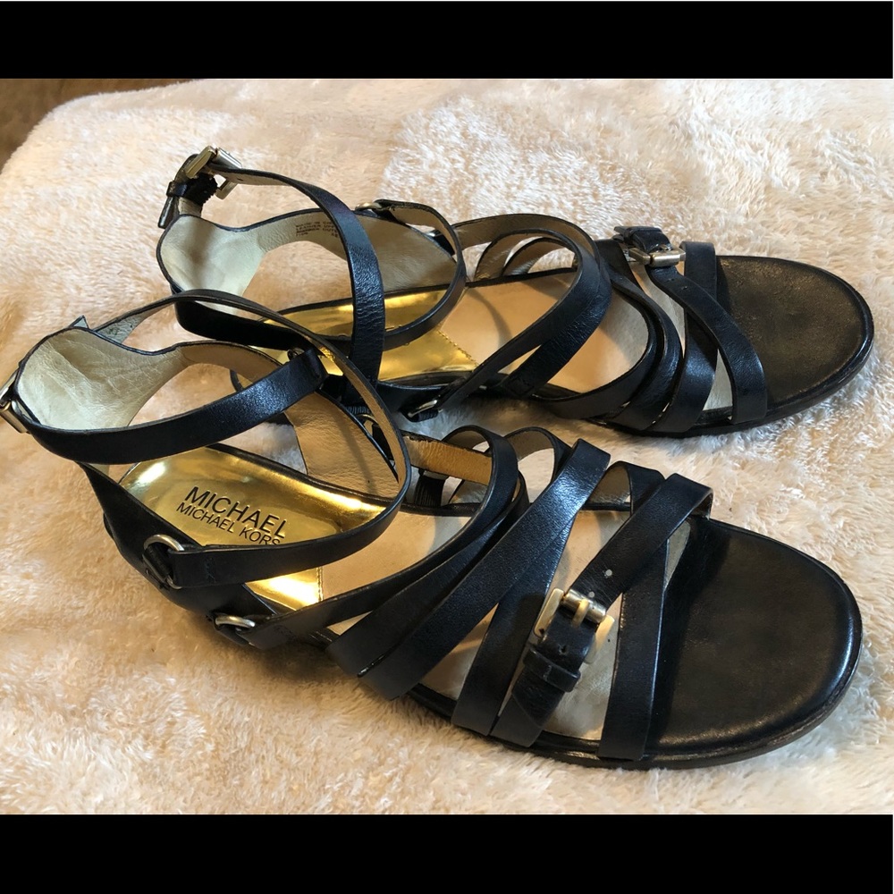 Michael Kors black leather sandals